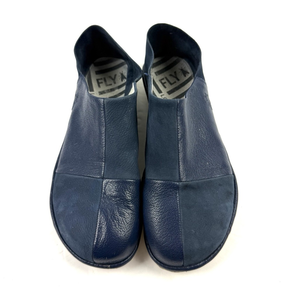 Fly London Shoes 39 Blue Soft Leather Slip On Minimalist Womens Portugal Rare